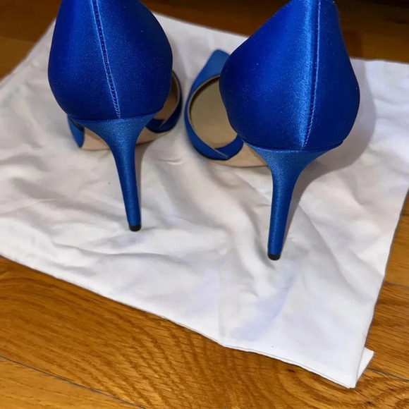Jimmy Choo Blue Satin Crystal Embellished D'ORSAY Heels Pump US 8.5 / 38.5 - Picture 4 of 6